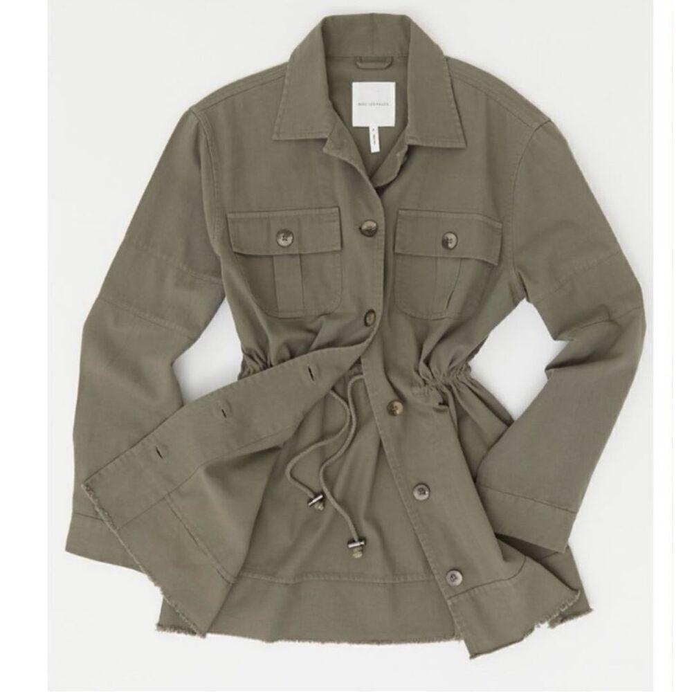 Avec Les Filles Anthropologie Cinch Waist Utility Cargo Jacket Army Green M